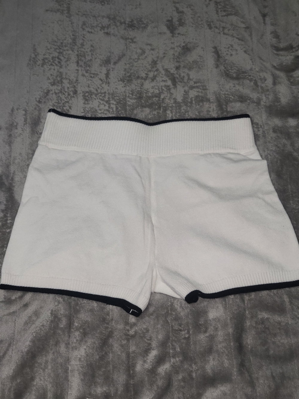 Always White Knit Athletic Shorts with Black Trim